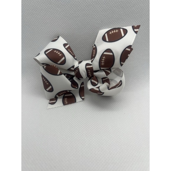 Handmade 3‎ Inch Football Hair Bow With Alligator Clip.m Accessories Poneytail - Picture 2 of 3